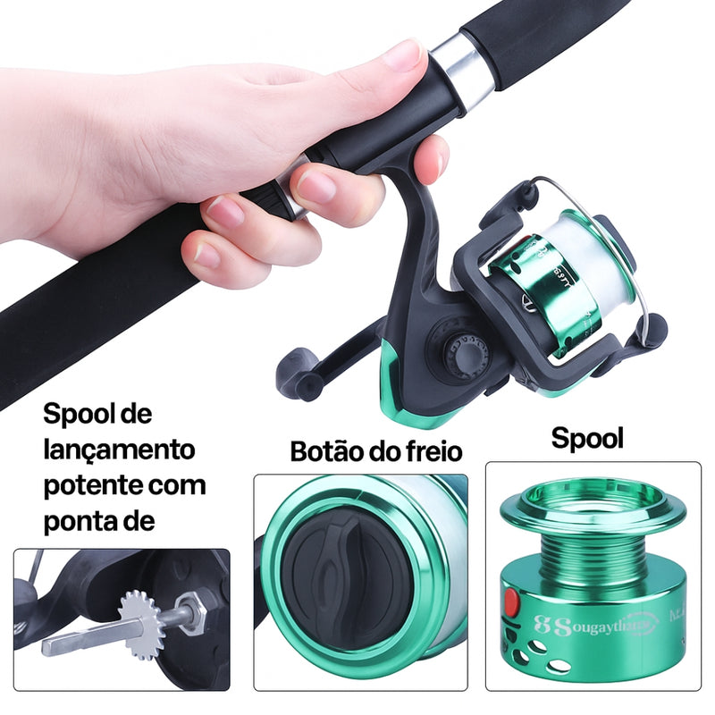 Kit com 4 Varas de Pesca Profissionais 60–120 lb