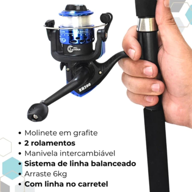 Kit com 4 Varas de Pesca Profissionais 60–120 lb