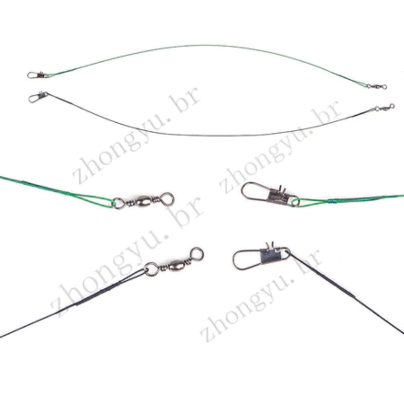 Kit com 50 Líderes de Linha de Pesca em Aço Inoxidável