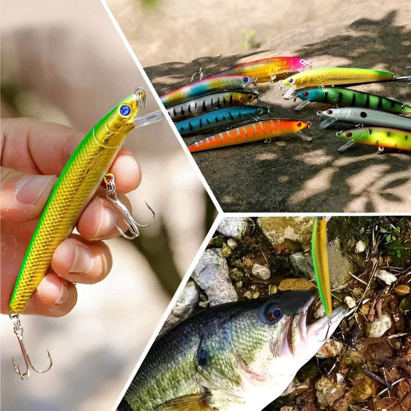 Kit com 15 Iscas Artificiais Meia-Água Premium 8 cm / 8,5 g