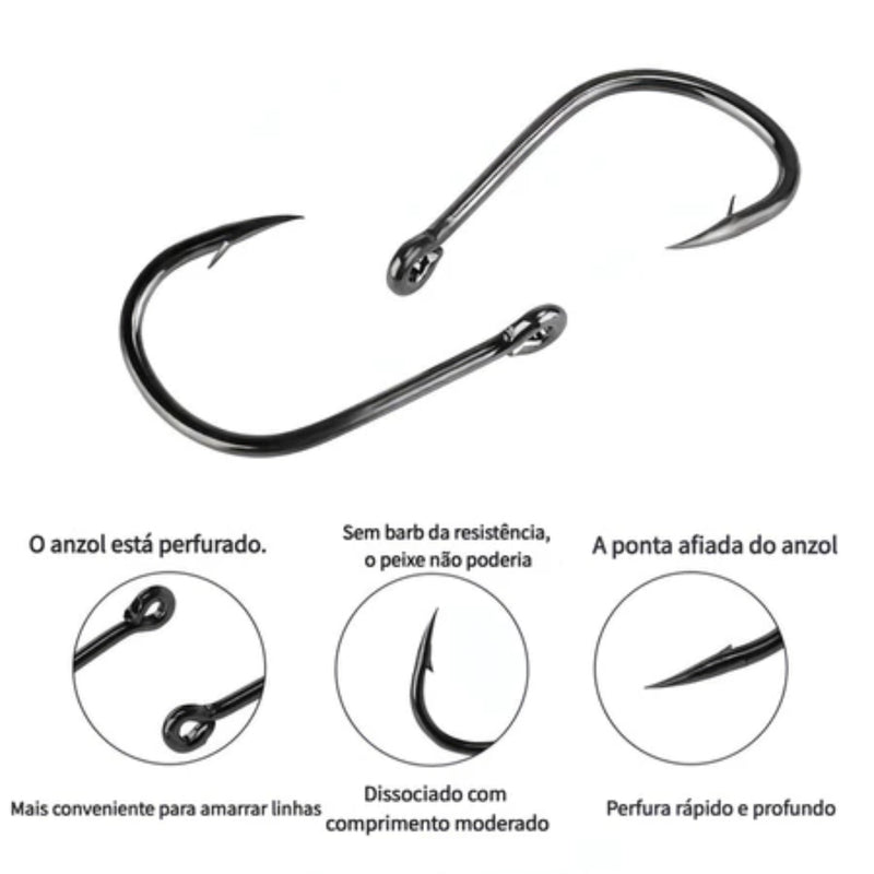 Kit com 1000 Anzóis de Pesca em Aço Carbono