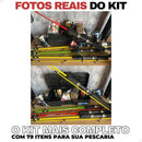 KIT DE PESCA COMPLETO — 4 VARAS + 4 MOLINETES + ACESSÓRIOS